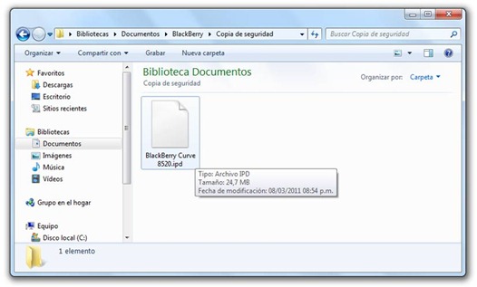 Archivo IPD del BlackBerry