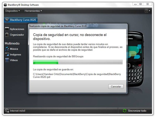 Copia de seguridad de BlackBerry