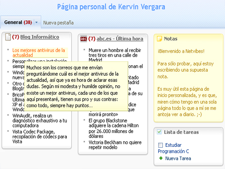 Netvibes, probando