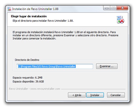 Revo Uninstaller - Iniciar proceso de instalación