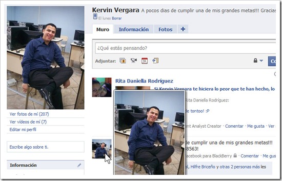 Facebook y Hover Zoom