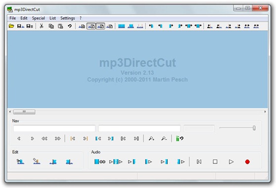 mp3DirectCut - Interfaz del software