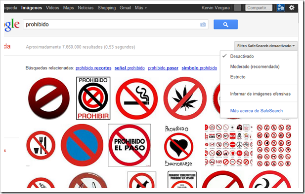 Filtro SafeSearch en Google Imágenes