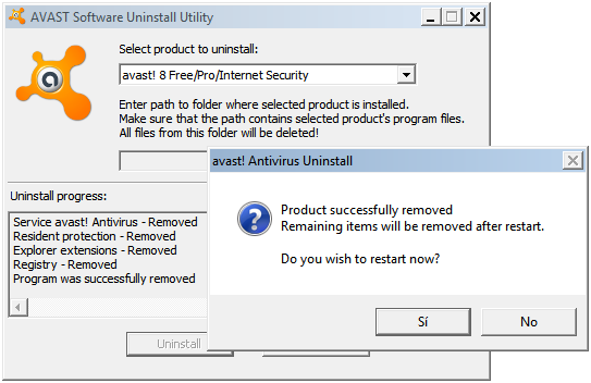 Desinstalar Avast - Procedimiento