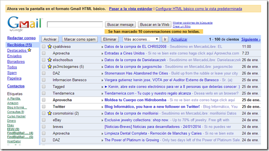 Mi bandeja de Entrada HTML