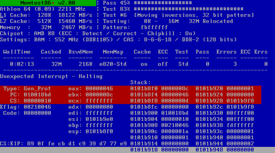 Memoria RAM dañada Memtest86 