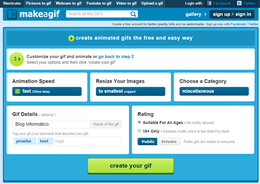 Creando GIF con Make a GIF